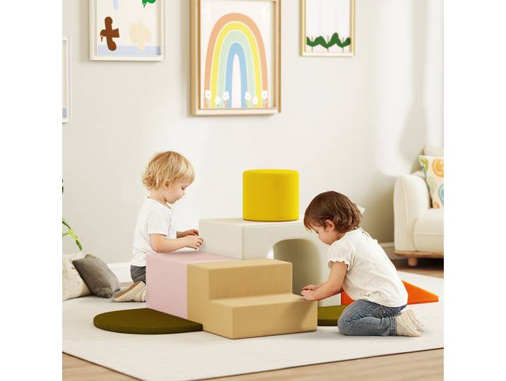 AIYAPLAY Set 8 Constructions Enfants Velours Mousse Orange