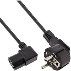 InLine Stromkabel CEE 7/7 (M) gewinkelt bis IEC 60320 C13 rechtwinklig (1.80 m), Stromkabel, Schwarz