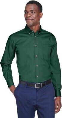 Harriton M500 Men's Easy Blend Twill Shirt in Hunter size XS   Cotton/Polyester