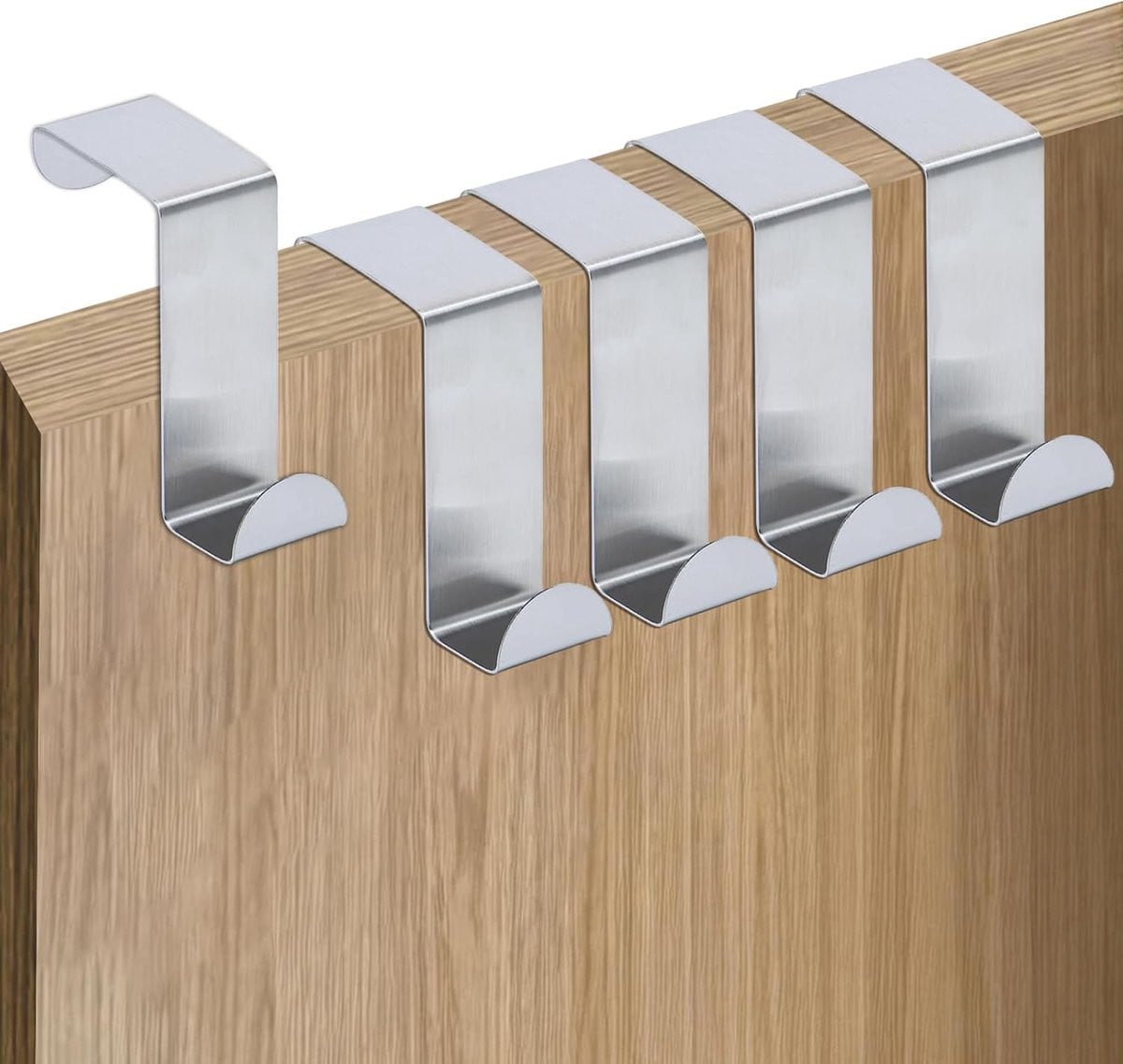 SnelShoppen Set van 5 RVS Deurhaken met Reversible Design in Zilver voor Kleding en Tassen