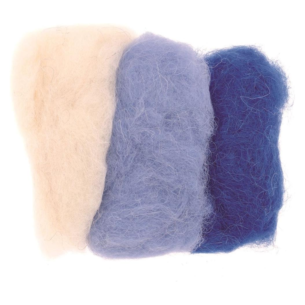 Glorex Schafwolle 3x10g blau-mix (21968136)
