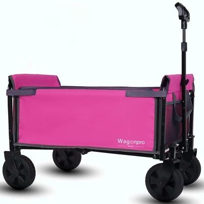 CARMORICO All-in-One Convertible Folding Utility Trolley with 4 Wheels, Bench Seat & Dog Leash
