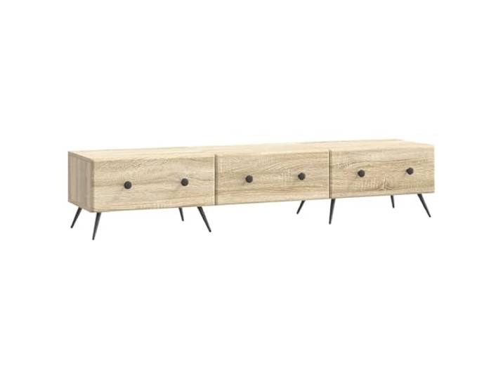Kaorsrow TV-Board Sonoma-Eiche 147x34,5x30 cm Lowboard Holzwerkstoff Kompakte Fernsehkommode für Wohnzimmer und Schlafzimmer mit 3 geräumigen Schubladen für Medientechnik und Zubehör.