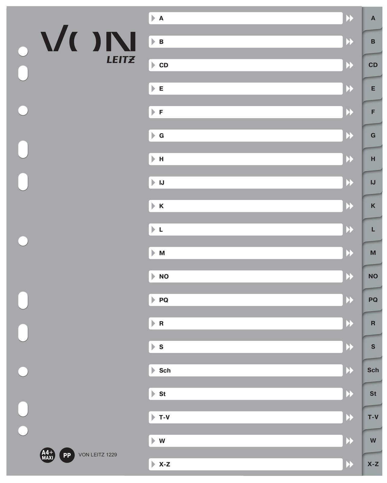 LEITZ Register, A-Z, DIN A4 12290085
