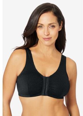 Plus Size Women's Marlene Lounge Front-Close Wireless Bra by Leading Lady in Black (Size 44 B/C/D)
