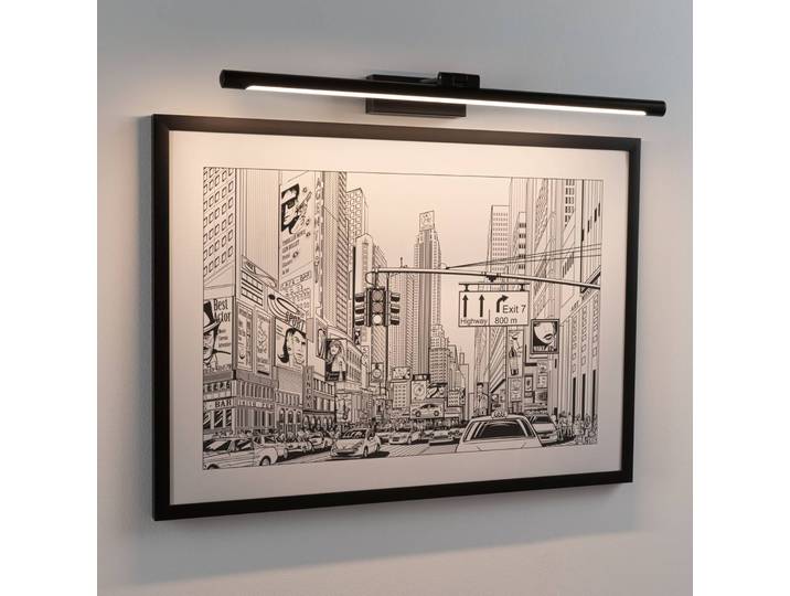 Paulmann Mingo LED-Bilderleuchte 61,5 cm schwarz, schwarz, für Wohn- / Esszimmer, Metall, Modern