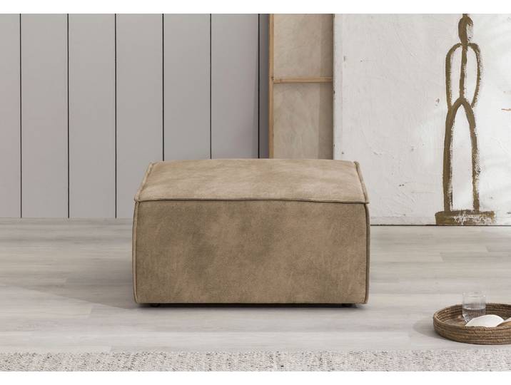 Hocker GOODPRODUCT SHERWOOD Vintage Lederoptik XXL-Hocker für Loveseat , beige, B:80cm H:42cm T:80cm, 100% Polyester, Hocker, Hocker, Hocker quadratisch, ideale Ergänzung zum Loveseat SHERWOOD
