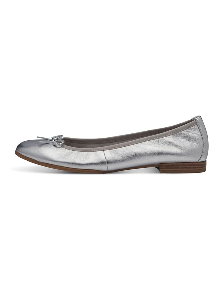 Tamaris Leder-Ballerinas in Silber - 36