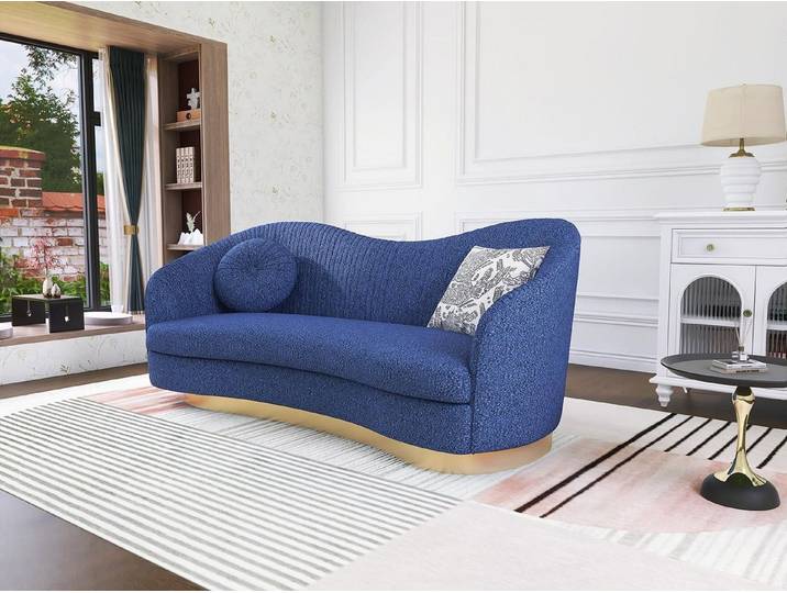 Xlmoebel 3-Sitzer Elegantes blaues 3-Sitzer Sofa im modernen Design, 3-Sitzer 1 Teile, Made in Europa