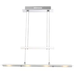 Zugpendellampe Hängeleuchte Wohnzimmer Deckenleuchte LED mit Höhenverstellung, silber verchromt, 4x LED 4x 5 Watt 4x 400 lm, H 165 cm