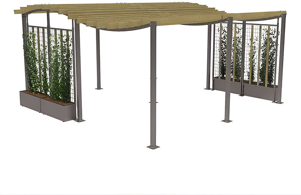 Pergola OZEAN, Tiefen-Anbaueinheit, 2 Standbeine, HxB 2910 x 3020 mm, anthrazitgrau PROCITY