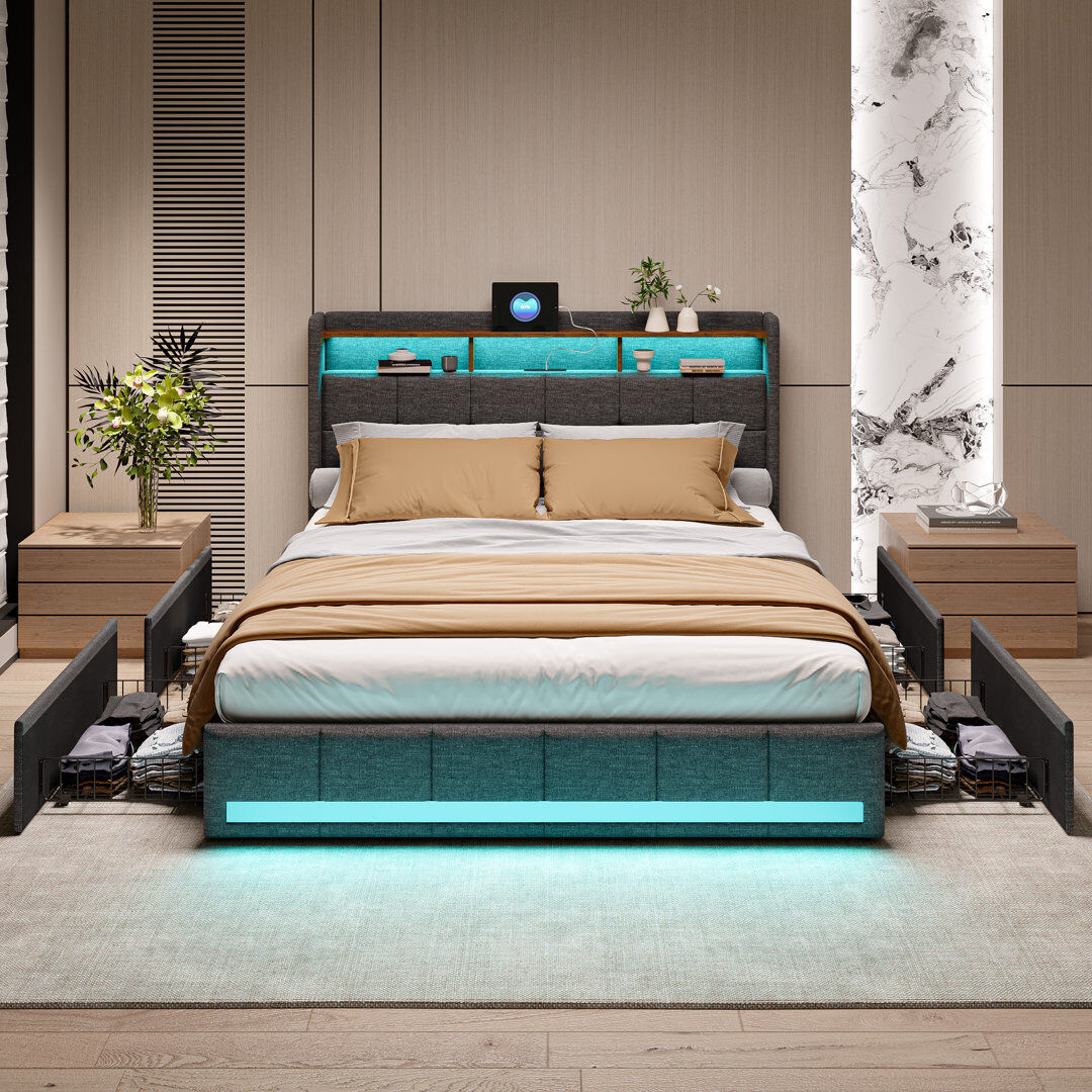 Metro Drawers Bed Frame Grey Double (4'6)