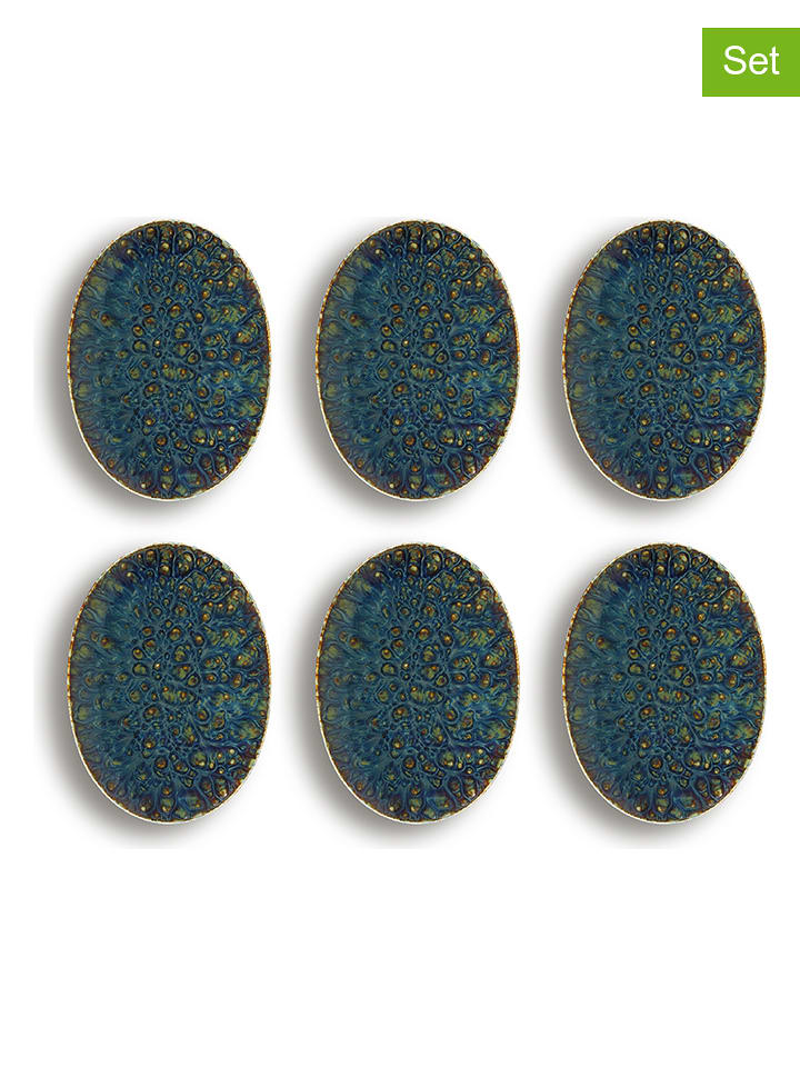 Ogo Living 6er-Set: Dessertteller "Venus" in Blau - (L)24 x (B)17 cm - onesize