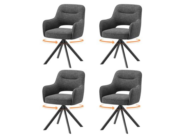 COLAMY Drehbare Esszimmerstühle 4er Set mit Armlehnen, Drehbare Polsterstühle für Küche & Esszimmer aus weichem Florstoff mit Metallgestell und Rückenlehne, für Esszimmer, Küche, Büro,Grau