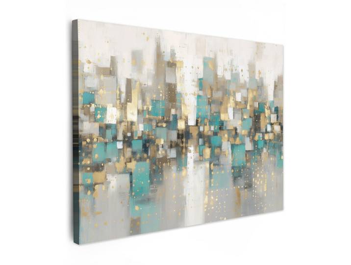 LEINWANDBILD Abstrakt - Blöcke - Gold - Skyline Wandbilder 80x60 cm
