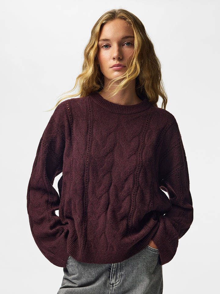 Pieces Pullover in Aubergine - L