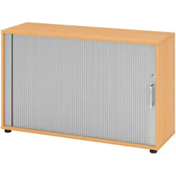 bümö Aktenschrank abschließbar mit Rollladen, Rollladenschrank für Ordner & Co. - Büroschrank mit Rollo, abschließbarer Ordnerschrank aus Holz in