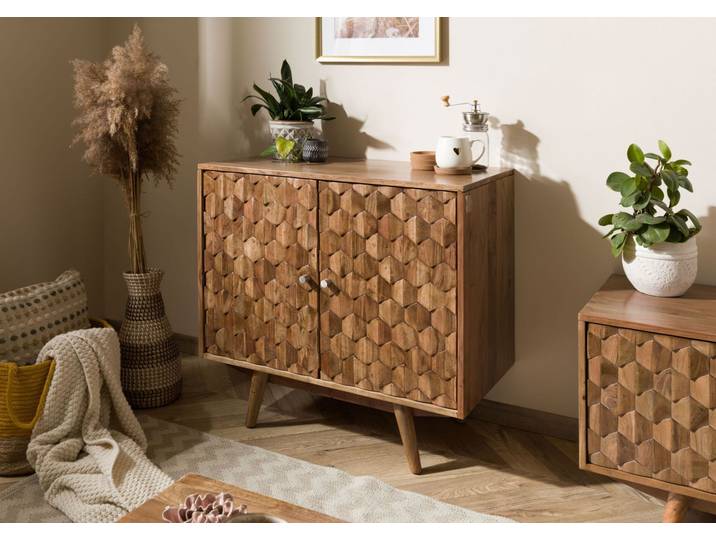 Kommode Akazie 80x42x75 Akazie natur lackiert MOSAYK #113