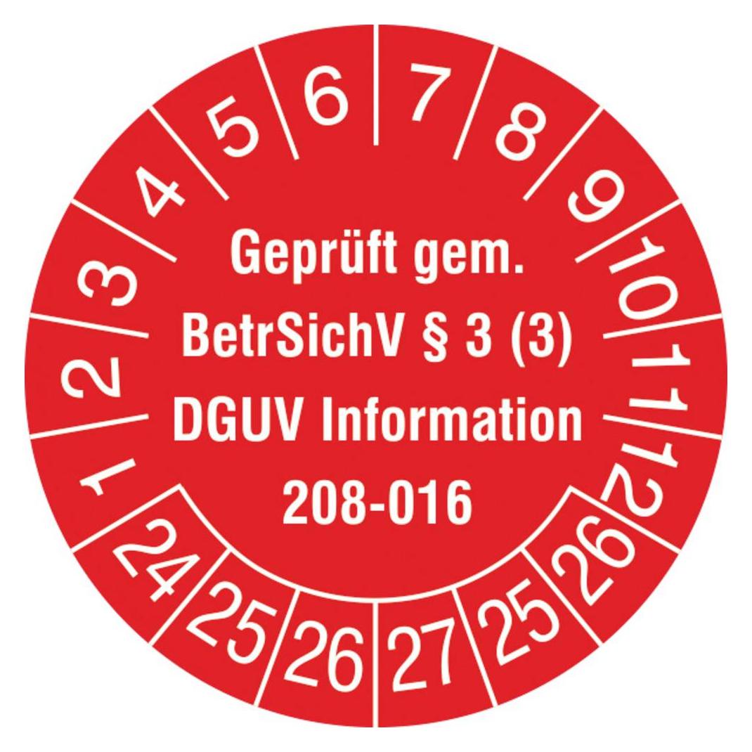 SafetyMarking 30.C2170.24-29 Prüfplakette Geprüft gem. BetrSichV §3 (3), DGUV In (30.C2170.24-29)
