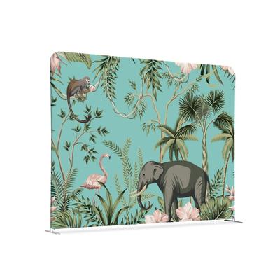 SHOWDOWN Displays Showdown Textil Raumteiler Basic - 150-150 Doppel Kinderecke Tropische Tiere - Silberner Rahmen