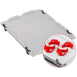 PROREGAL 10x Auflagedeckel Set Eurobox NextGen mit 4 roten Schiebeschnappverschlüssen | BxT 30x40 | Eurobehälter