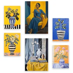 POSTER Set Mit 6 Vase Lady In Vielseitiger Stil A3 & A4 Rahmenlos
