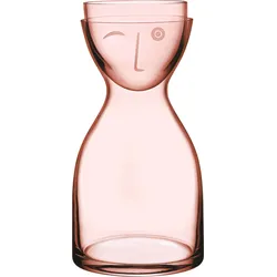 Mr. & Mrs. Wasserkaraffe 850 ml rosa mit Trinkglas 2 El.