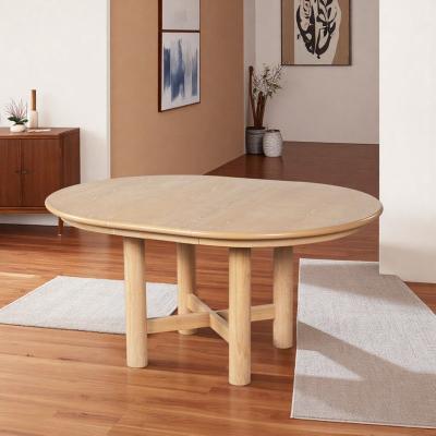 ZWYO HOSIMU "47-63"" Extendable Oval Dining Table, Oak Veneer Kitchen Table with Solid Rubberwood Legs for 4-6"
