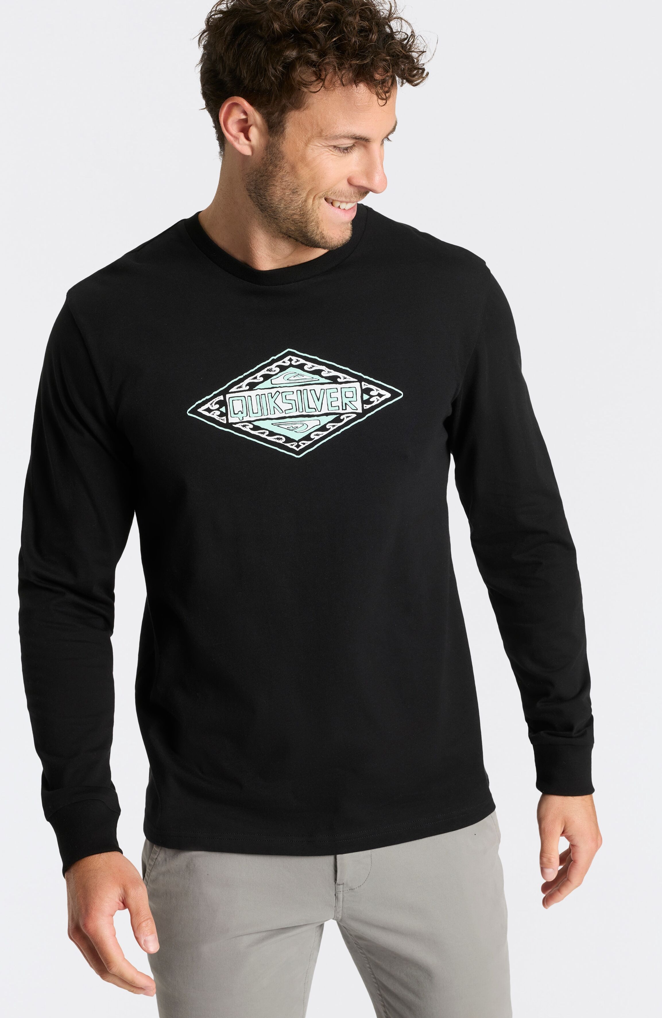 Langarmshirt QUIKSILVER "DESERT WAVE BEYOND WAVE LS PAK", Herren, Gr. S, schwarz (assorted), Jersey, Obermaterial: 100% Baumwolle, Rundhals, Shirts Langarmshirt, im 2er-Pack, sportlicher Stil, für Sportmode und Streetwear assorted S