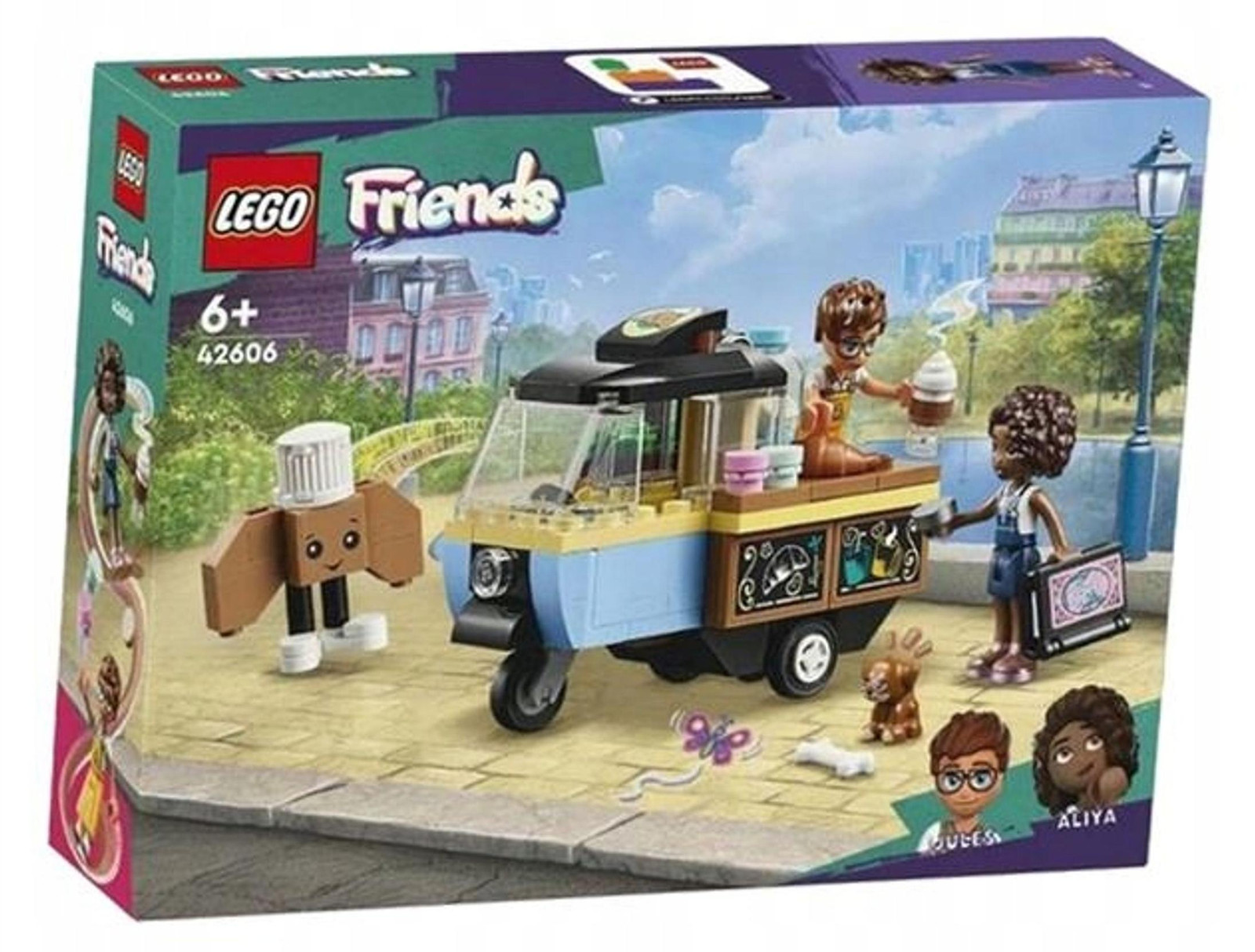 LEGO Friends Rollend Café 42606 Bakkerijspeelset met Aliya, Jules en hond Aira