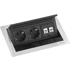 Evoline, Steckdosenleiste, FlipTop Push 2x Steckdose Data S