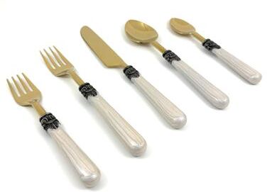 Vibhsa Luxe Collection Deringer Ornate Gold Stainless Steel Flatware Set, 20-Piece Service for 4