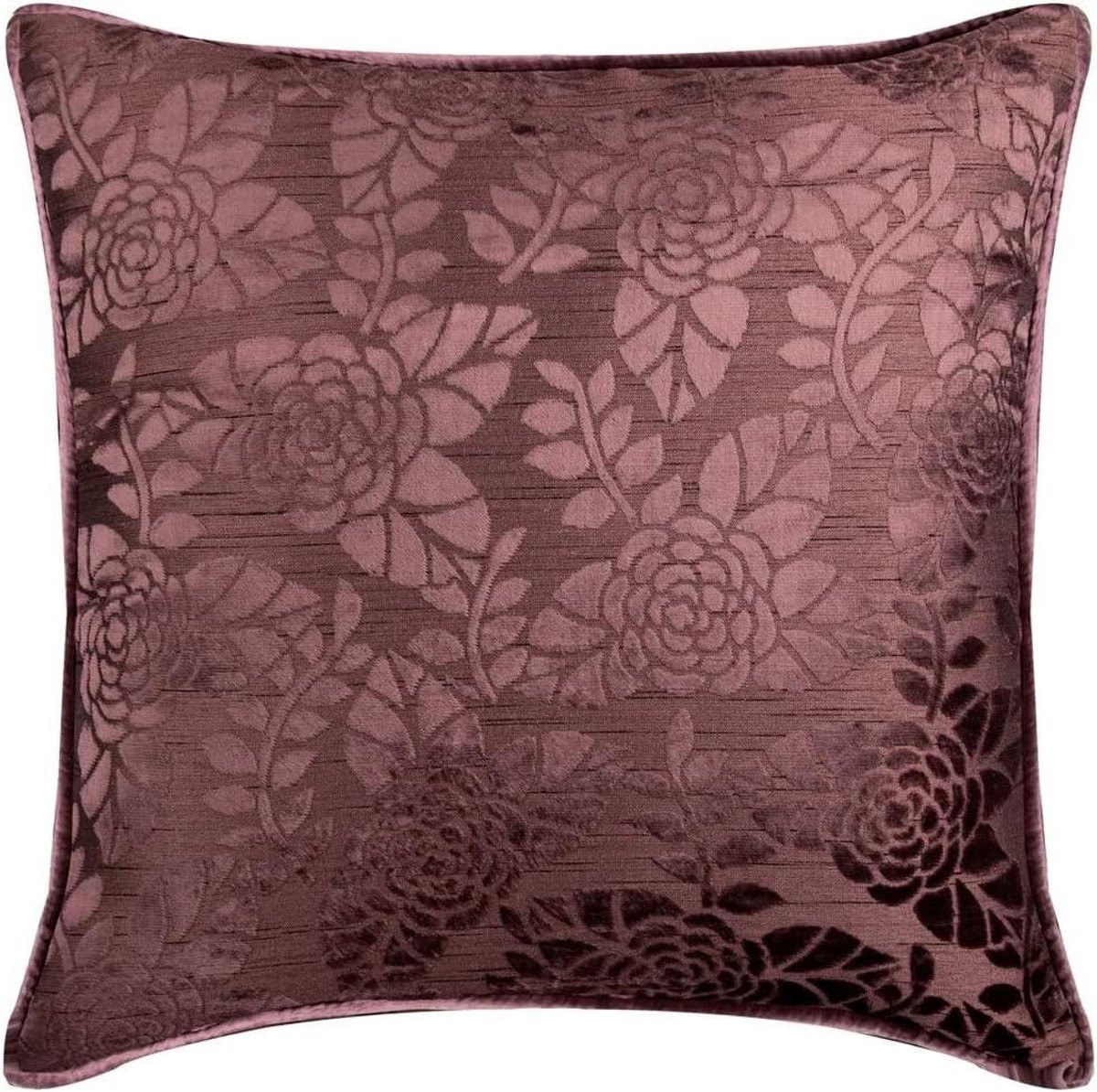 Handgemaakte decoratieve kussensloop van burn-out fluweel in pruim, 50 x 50 cm