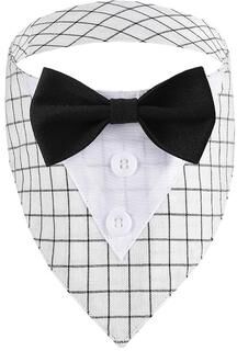 Inspired Finds Sucado Adjustable Wedding Tuxedo Dog Bandana Scarf white m