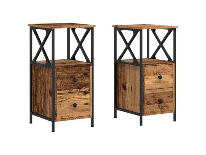 vidaXL Nachttische 2 STK. Altholz-Optik 34x35,5x70 cm Holzwerkstoff