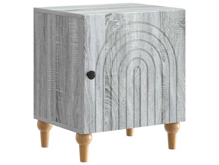 KUPTYERFG Nachttisch mit Tür Beistelltisch Graues Sonoma 43x34,5x50 cm Kompakter Schrank mit Tür und Fach für Schlafzimmer und Homeoffice. Elegant gestreiftes Design für moderne Räume.