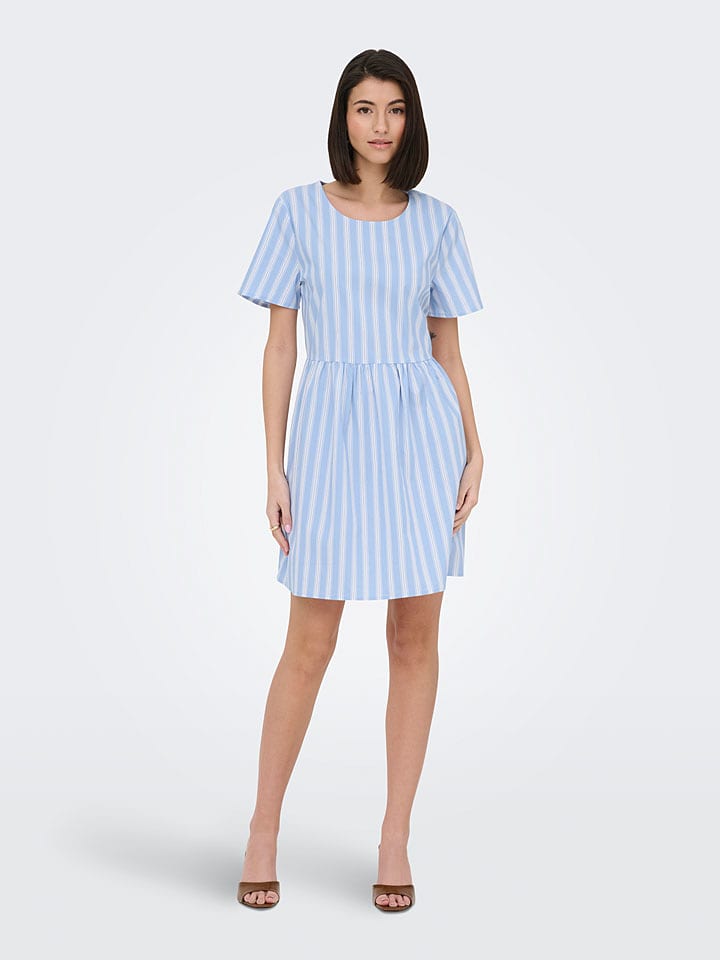 JDY Kleid "Mio" in Hellblau/ Weiß - L