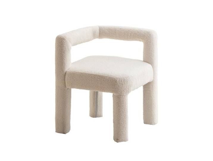 Fauteuil d'angle en tissu bouclette blanc Nora