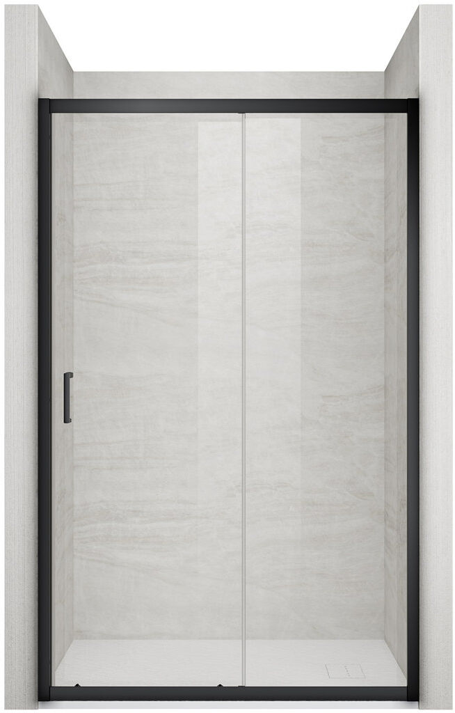 17 Stories Cost-effective single sliding door shower room, Silver Black 110"