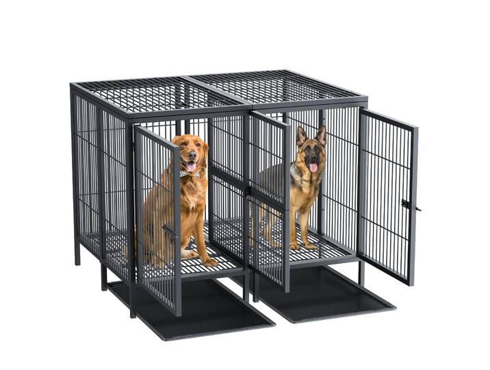 Cage pour chien robuste: 52 pouces, Extra Large, Cage métallique surélevée pour animaux de compagnie, avec séparateur amovible, niche pour chien, parc d'entraînement, maison
