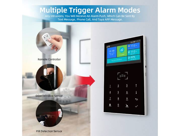 PGST-Système de sécurité domestique sans fil, alarme intelligente, contrôle par application Smart Life, Alexa, 4G et Wifi