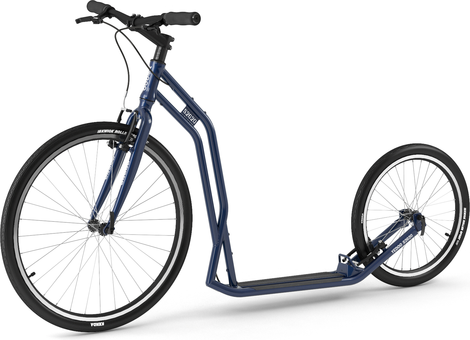 Yedoo S2620 Roller Scooter Tretroller - für Erwachsene und Teenager, bis 130 kg, mit Luftreifen 26/20 und verstelbarem Lenker Blau
