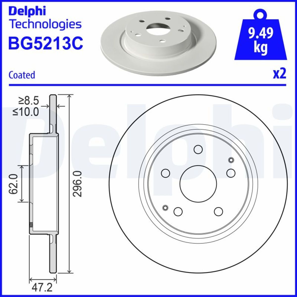 Delphi Disco freno BG5213C, 2 Pezzi