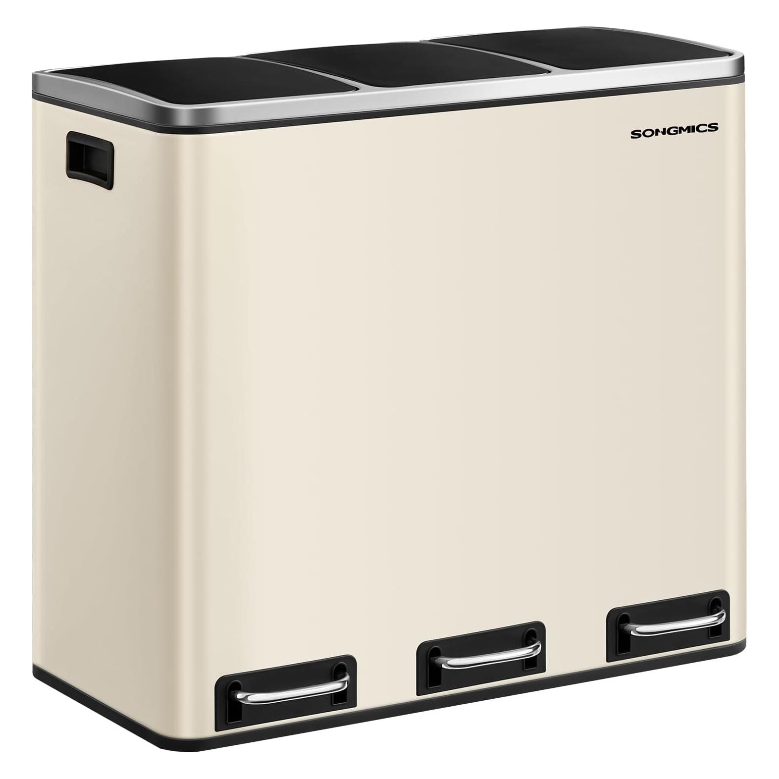 Songmics Treteimer 3-Fach 54L sandbeige Kunststoff (54 l) (LTB054A02V1)
