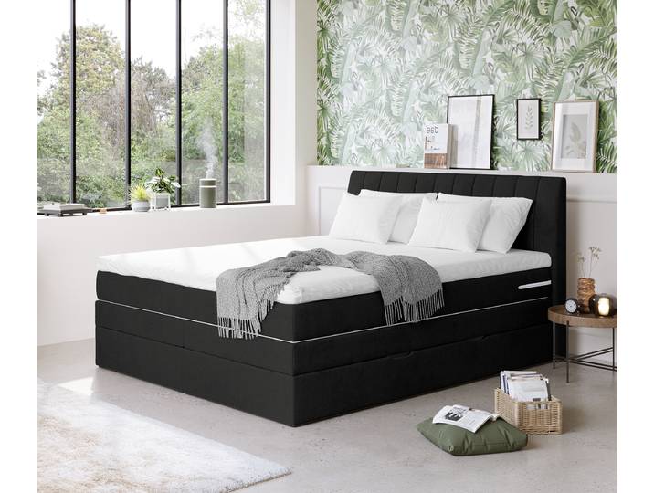Boxspringbett 180 x 200cm Microfaser Aleka Schwarz