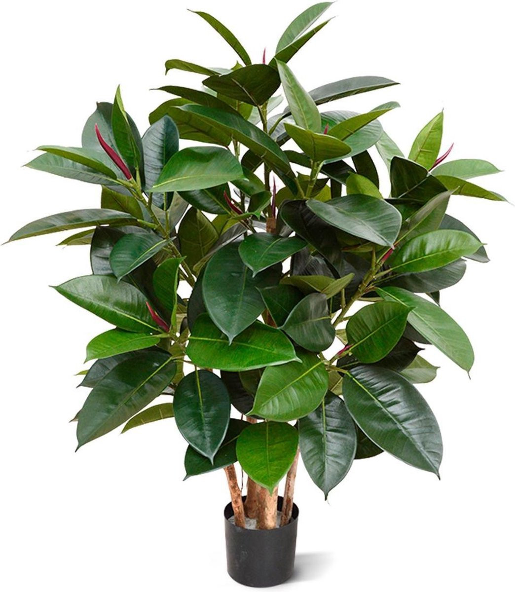 Maxifleur Elastica Robusta kunstplant, 90 cm, Groen, Brandvertragend