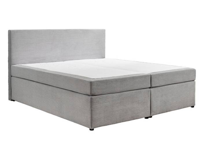 Boxspringbett LEIA 180 x 200 cm Cord Textil Silberfarben