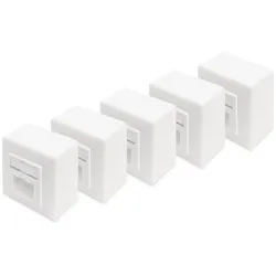 Digitus CAT 6 Anschlussdose, geschirmt, 2x RJ45 8P8C, LSA, Reinweiß, Aufputz, Set= 5 Stk.