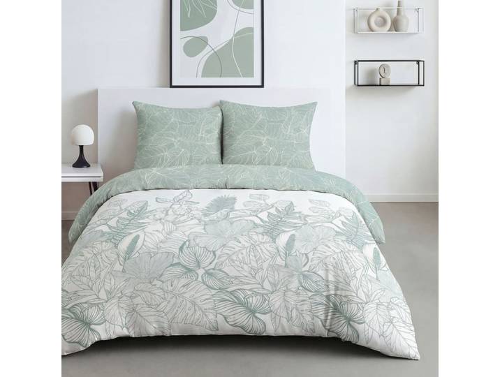 Parure de lit imprimé floral 260x240cm blanc