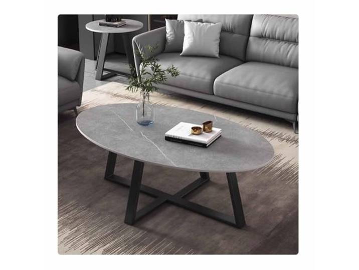 YPIOUREN Ovaler Couchtisch, Moderner Couchtisch Mit Schubladenaussparung, Couchtisch Aus Kunstmarmor, Ovaler Teetisch, Kreativer Wohnzimmer-Mitteltisch, For Wohnzimmer-Wohnmöbel(Gray,120*60cm/47.2*23.